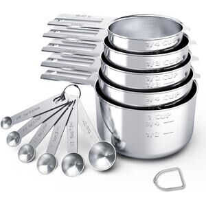 TILUCK Stainless Steel Measuring Cups & Spoons Set 11pcs Kitchen Baking Tools